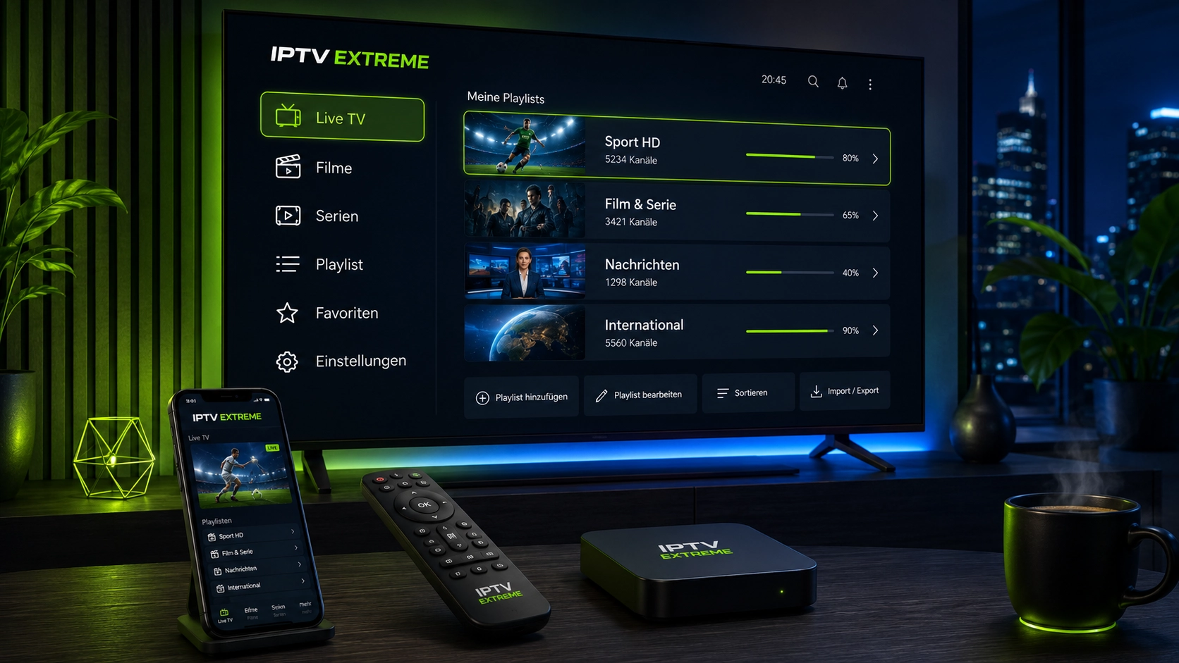 IPTV Extreme Installation und Startbildschirm auf Android